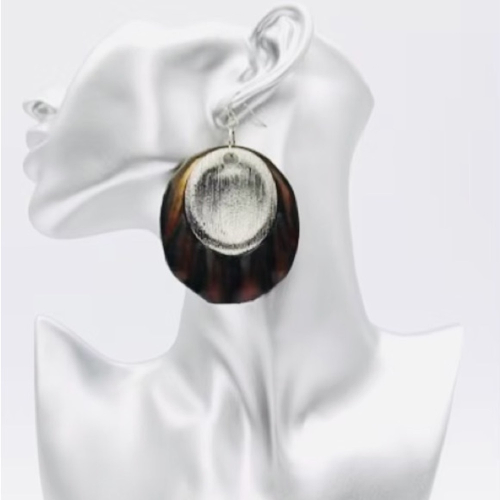 Mixed Metal (brown and silver) Fishhook Earrings
(New)